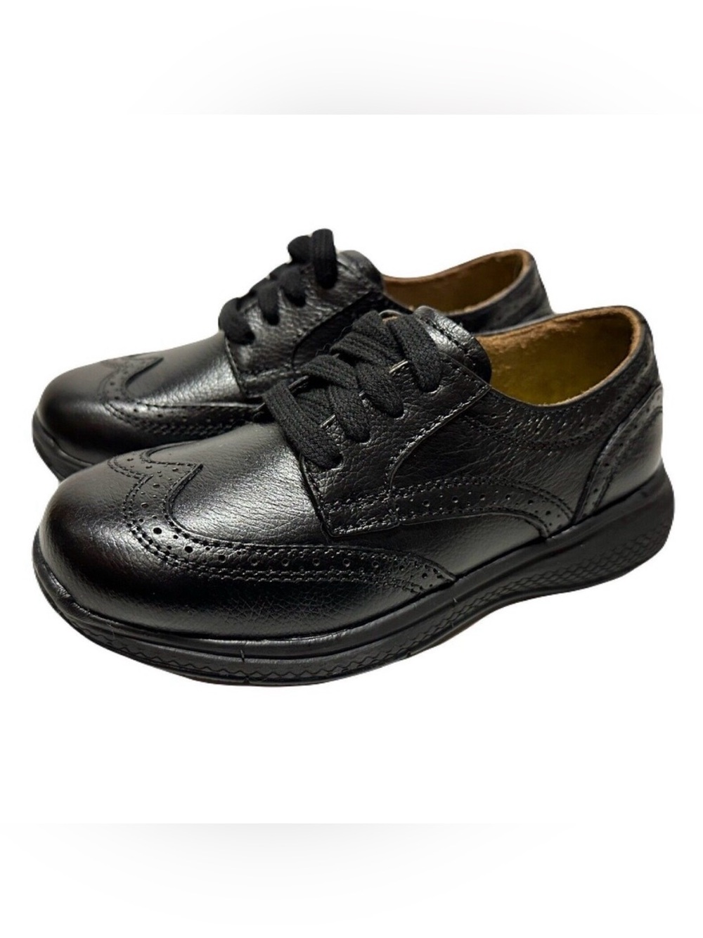 NEW Florsheim Boys Size 10.5 Black Leather Great Lakes Wing Tip Oxford Jr. Shoe